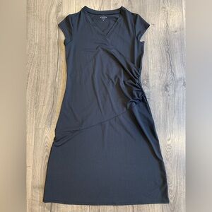 Athleta Nectar Faux Wrap Black Dress